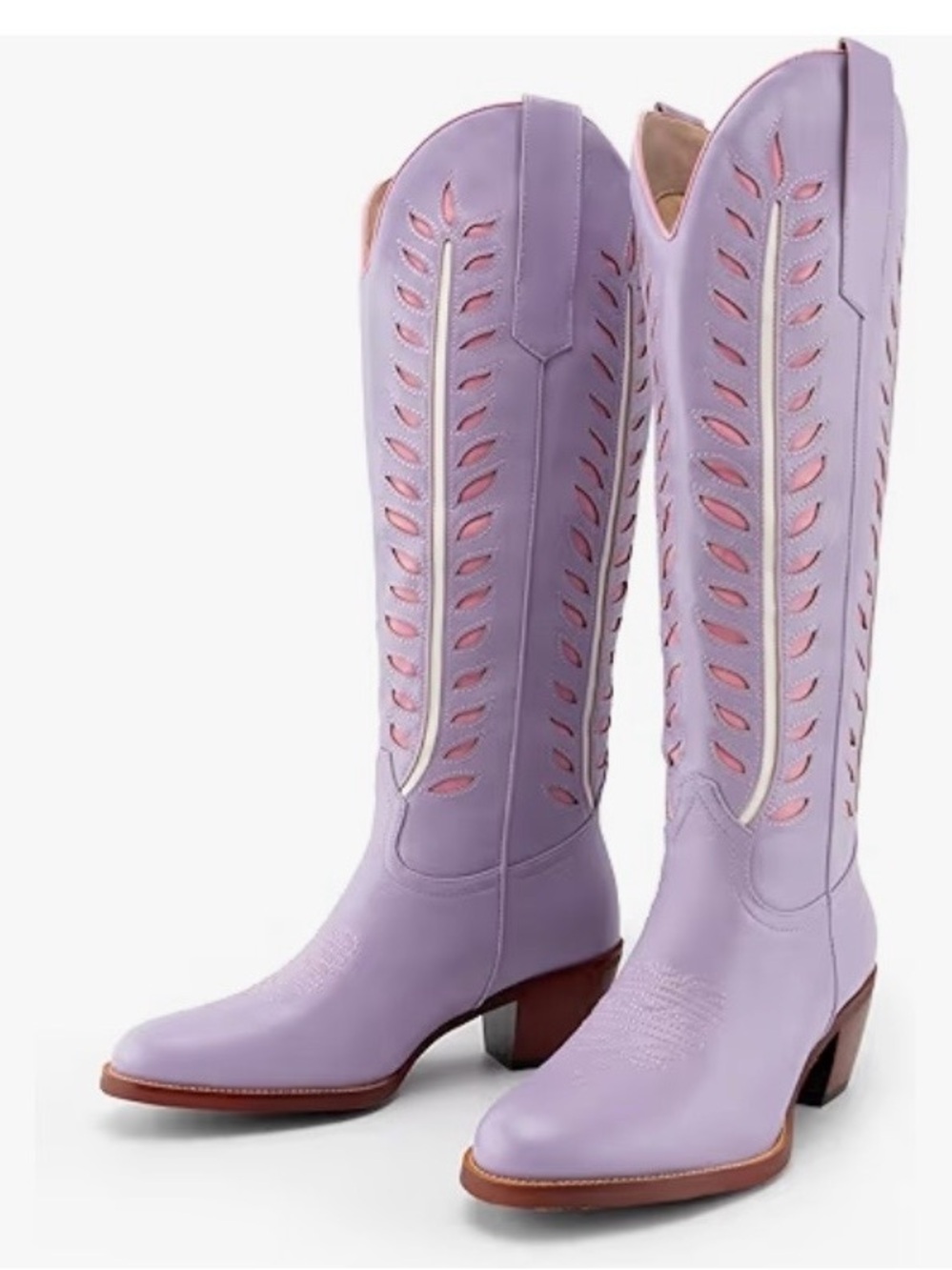 Lavender Cutout Western Boots - Women